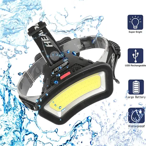 Lighting Distance Wide Angle COB LED Headlight Use 2x18650