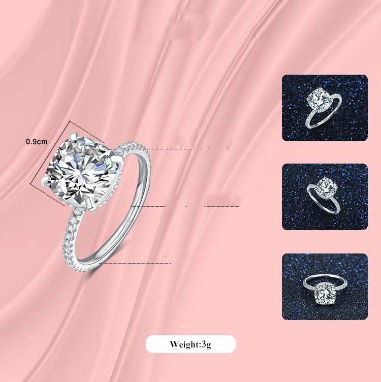 S925 Sterling Silver Zircon Ring Female Simulation Diamond Ring