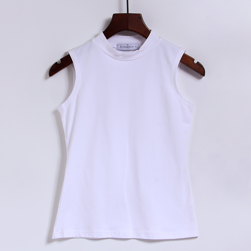 Slim fit half high neck sleeveless vest