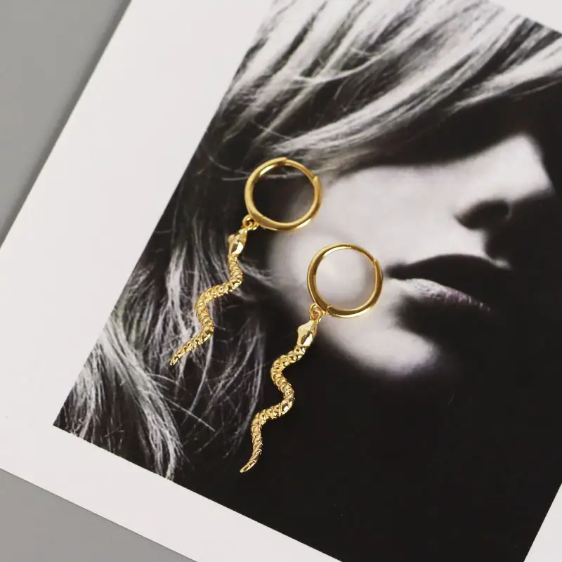 Sterling silver snake-shaped animal all-match earrings