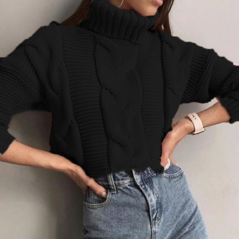 Lapel twist solid color pullover sweater