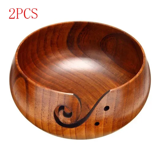 Handmade Wooden Yarn Bowl - 2Pcs 16X7Cm