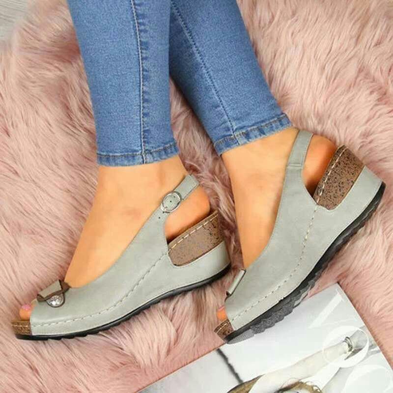Large size medium heel mother casual single shoes women