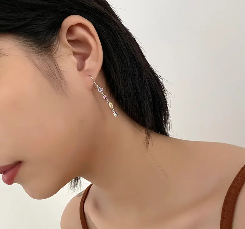 Long colored zircon earrings