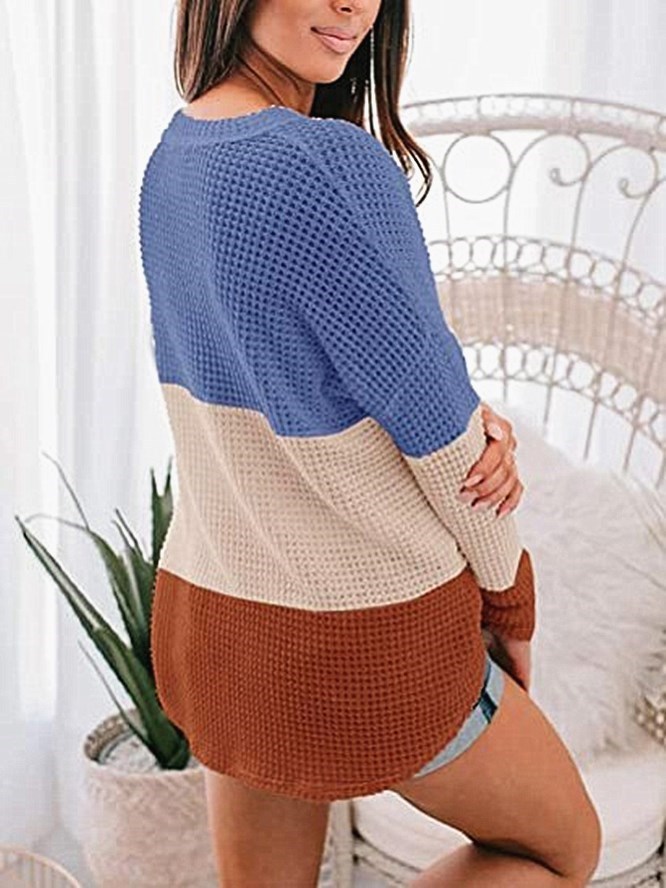 New three - color plaid sweater