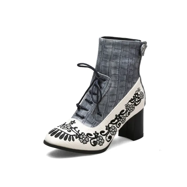 Embroidered short boots Blue - Shop at LoveMi