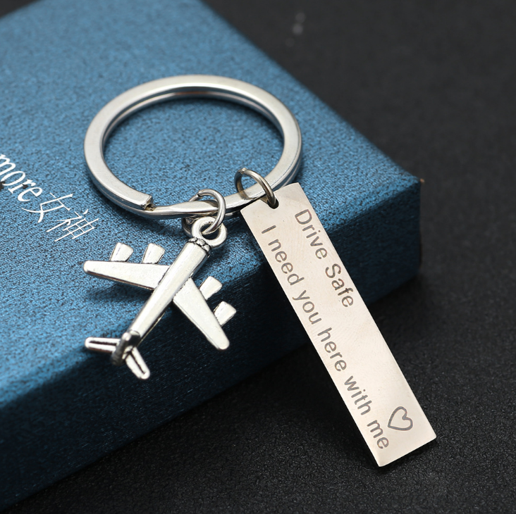 8 Styles Stainless Steel Key Chain Drive Safe I Need You Here With Me Keychain Couples Jewelry Engraved Car Key Chain SP1456