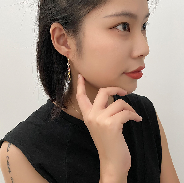 Long colored zircon earrings