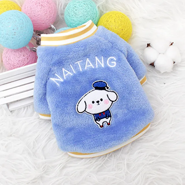 Dog clothes winter Teddy warm cotton coat Blue - Shop at LoveMi