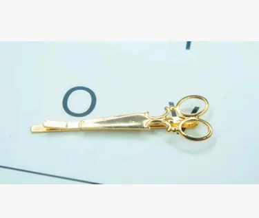 Gold Scissors Alloy Hairpin Creative Small Clip Word