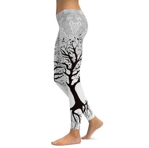 Printed Yoga Pants Women's Unique Fitness Tights Workout Sports Running Tights Sexy Push-ups Workout Tights Stretch Tights - Gray