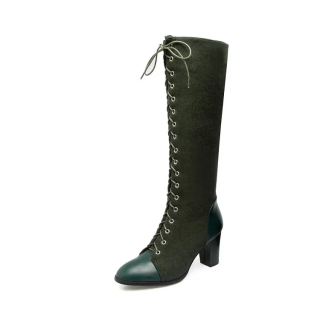 High heel pointed toe boots Green - Shop at LoveMi