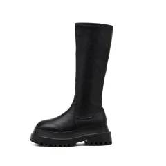 Motorcycle boots side zipper platform Martin boots - Long Tube-38 - View 1