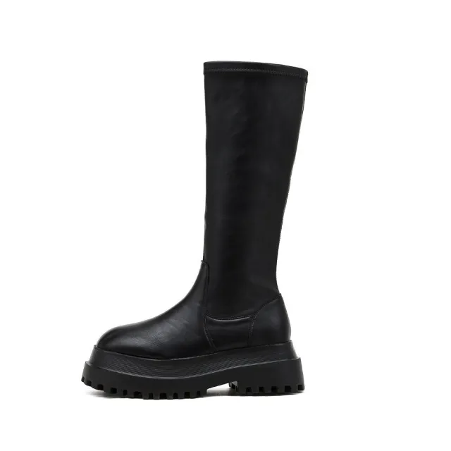 Motorcycle boots side zipper platform Martin boots Long Tube 38 - Shop at LoveMi