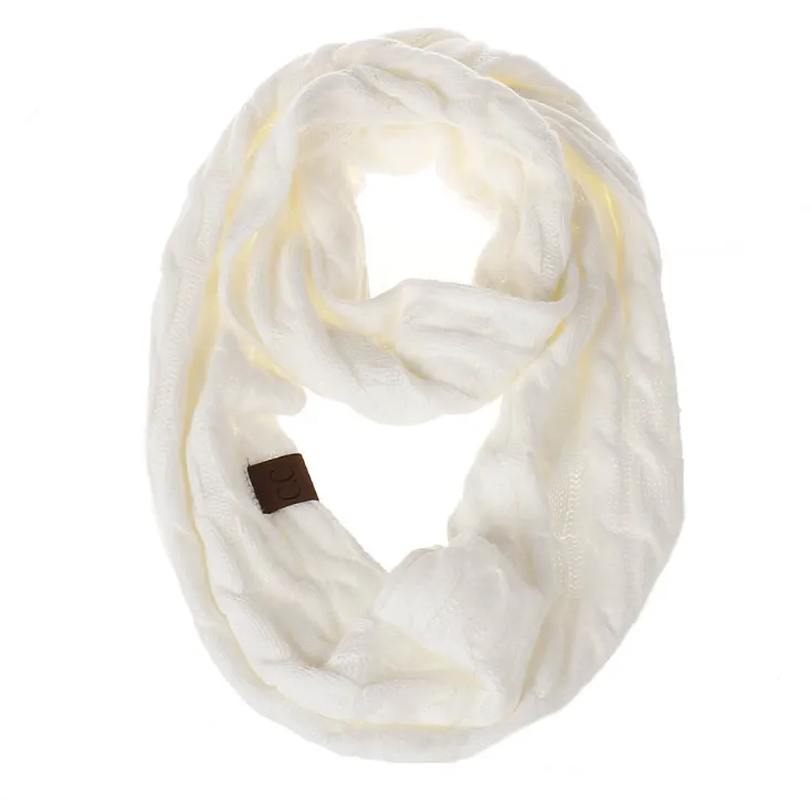 CC scarf wool knit bib winter collar - White