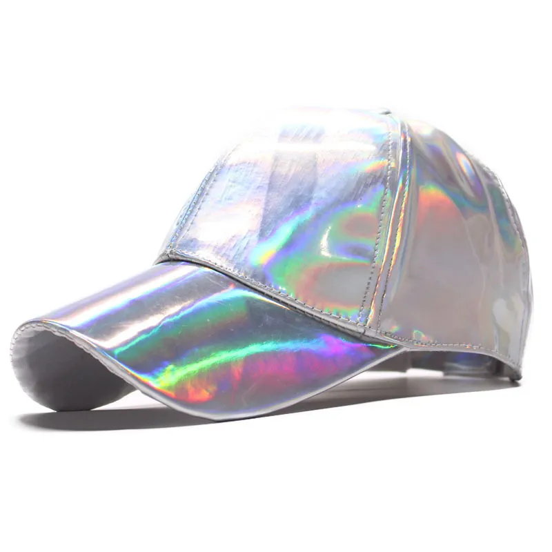 Colorful patent leather baseball cap - White