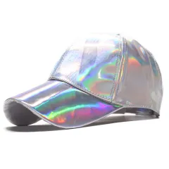 Colorful patent leather baseball cap - White - View 1