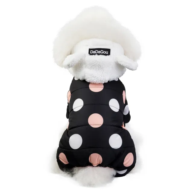 Warm big polka dot four leg cotton coat Black - Shop at LoveMi