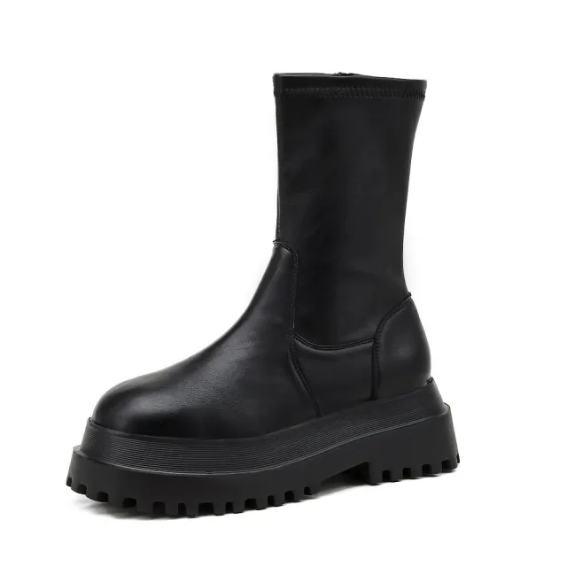 Motorcycle boots side zipper platform Martin boots Short Tube 43 - Shop at LoveMi