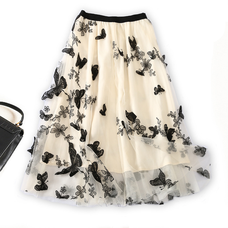 Net yarn three-dimensional butterfly skirt autumn
