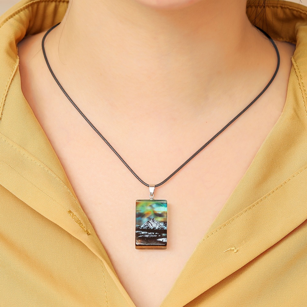 Landscape resin wax rope necklace