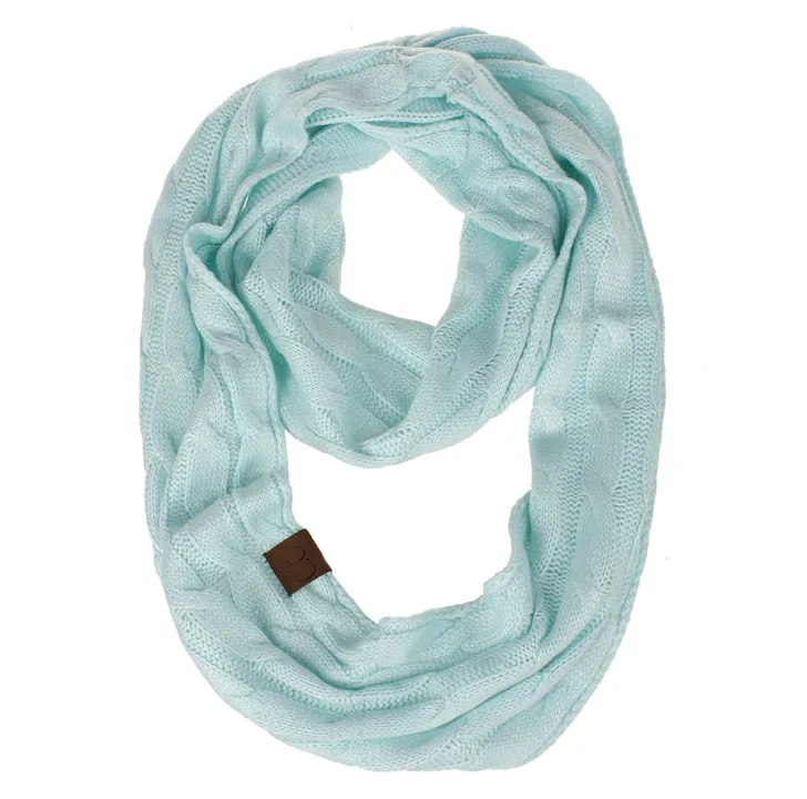 CC scarf wool knit bib winter collar - Blue