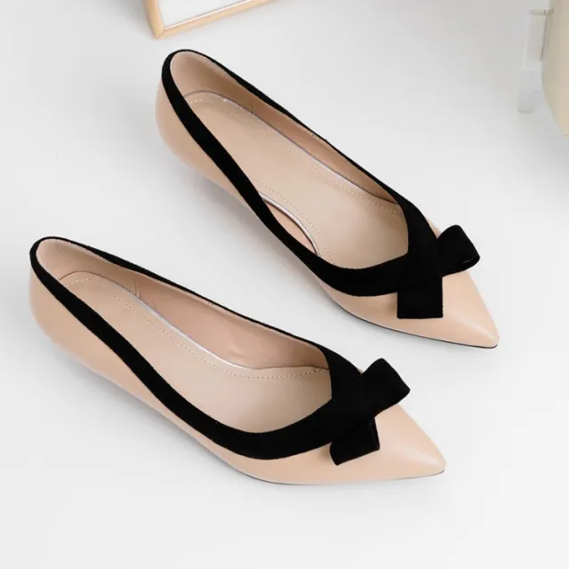 New Korean style ladies single shoes high heels low heels Khaki - Shop at LoveMi