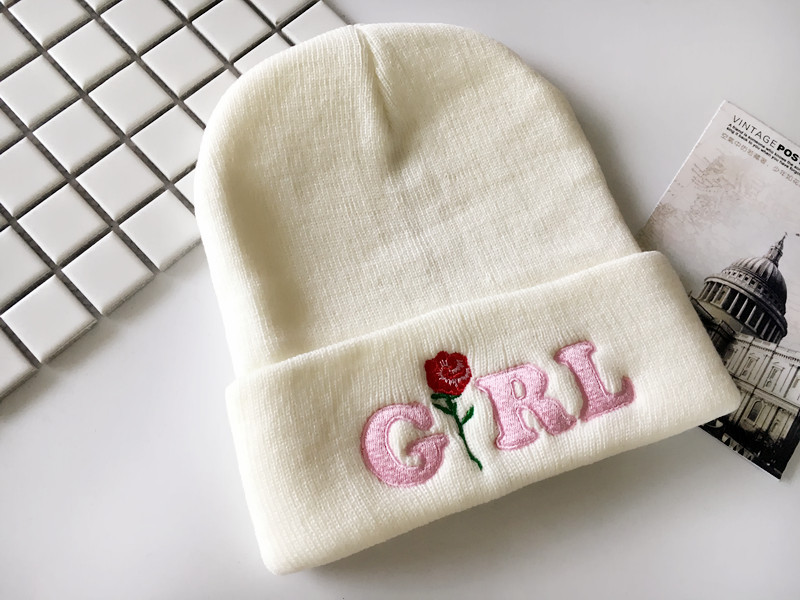 Title 5, Rose embroidery knitted hat