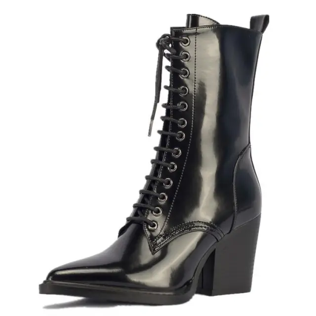 Ladies pointed toe lace high heels Black - Shop at LoveMi