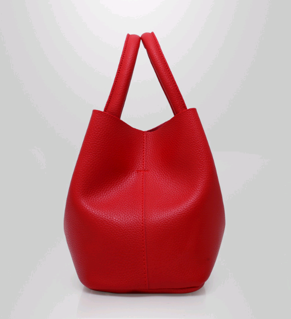 Women's bag shoulder bag thickening lychee pattern PU portable bucket bag women's mother Europe and America thick shoulder Messenger bag