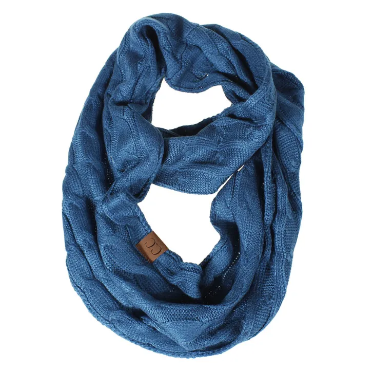 CC scarf wool knit bib winter collar - Ink Blue