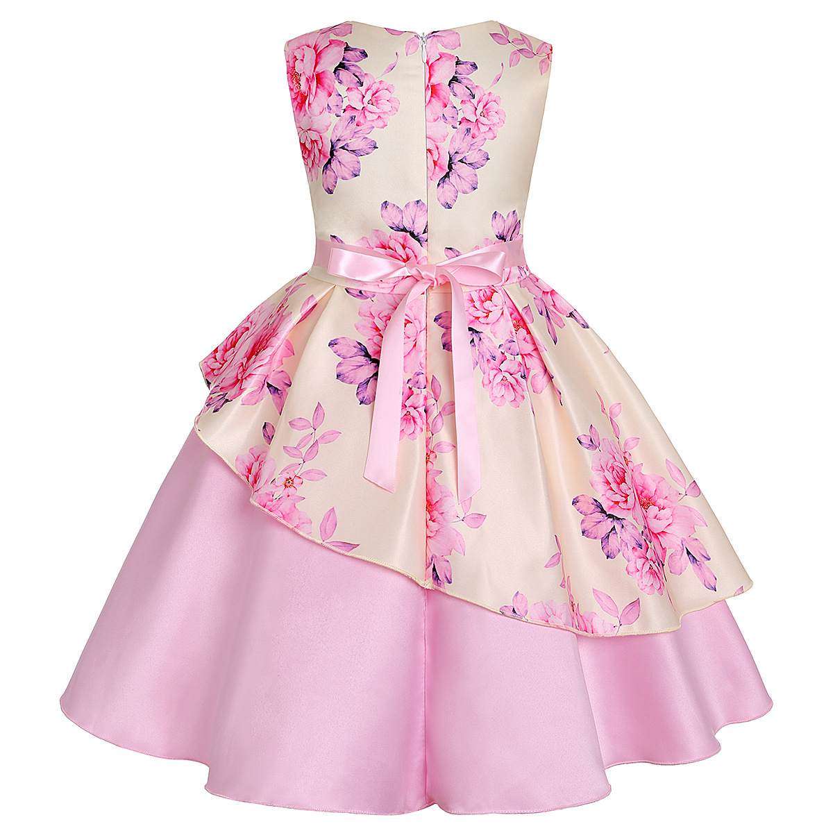 Girls bow-knot printed dress