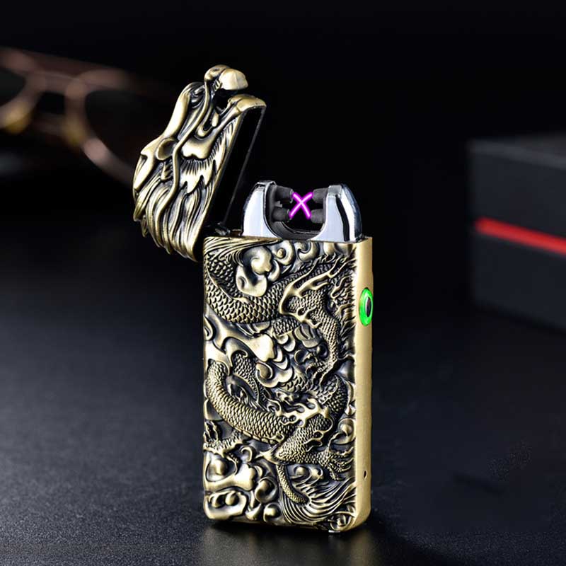 Metal Dragon Flip Head Windproof Electric Lighter