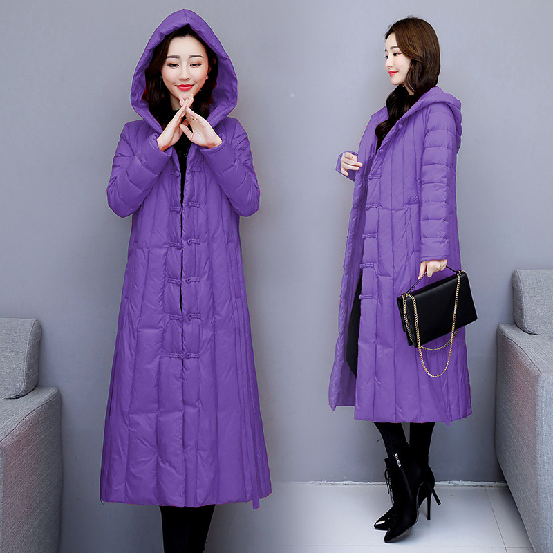 Simple solid color casual mid-length long-sleeved down jacket