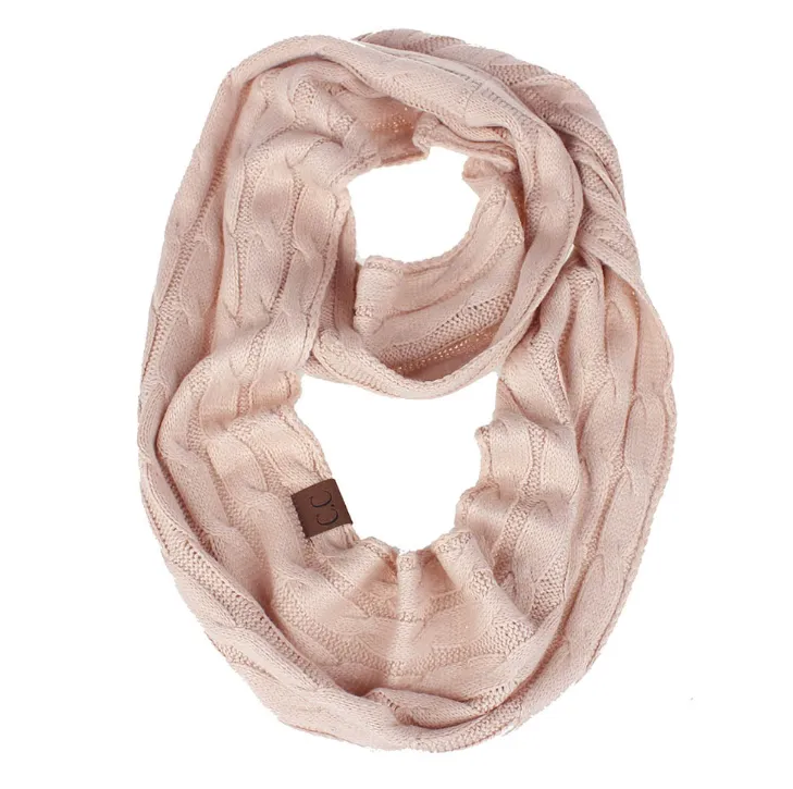 CC scarf wool knit bib winter collar - Pink
