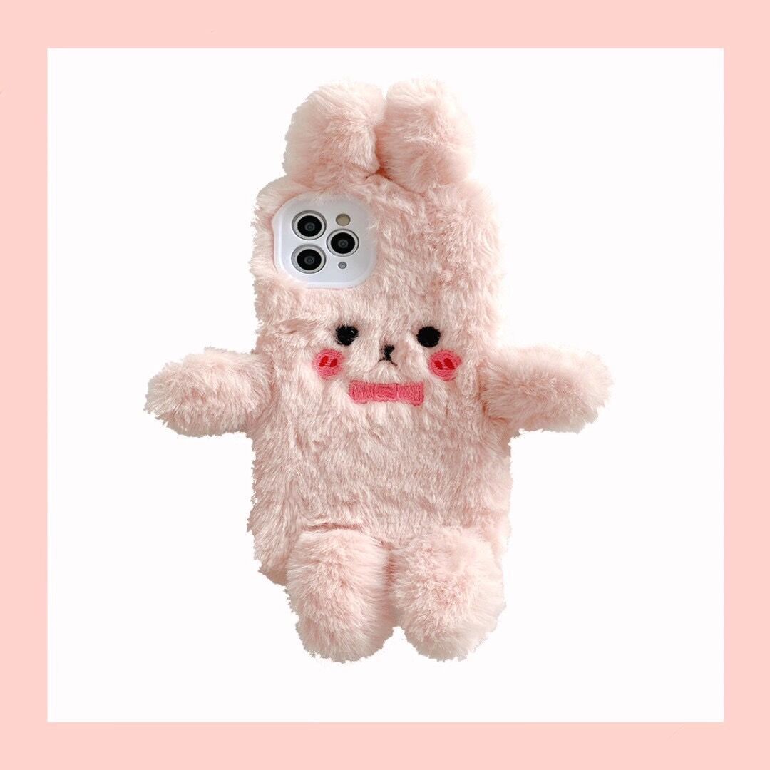 Plush bow pink rabbit phone case - Image 2