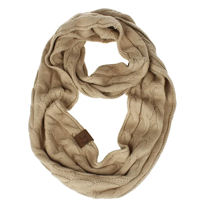 CC scarf wool knit bib winter collar - Camel Color