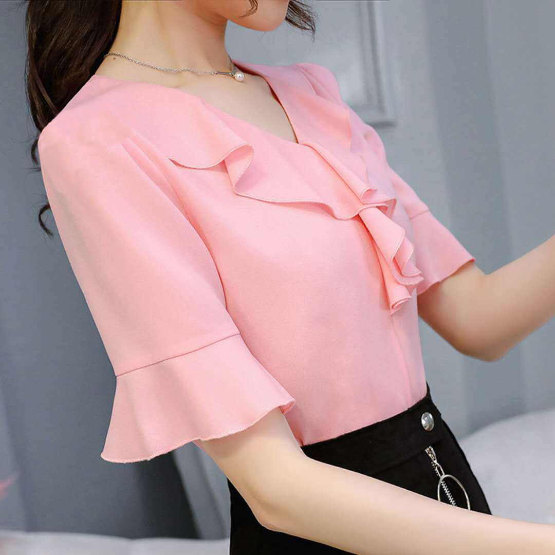 Casual flared sleeve chiffon shirt