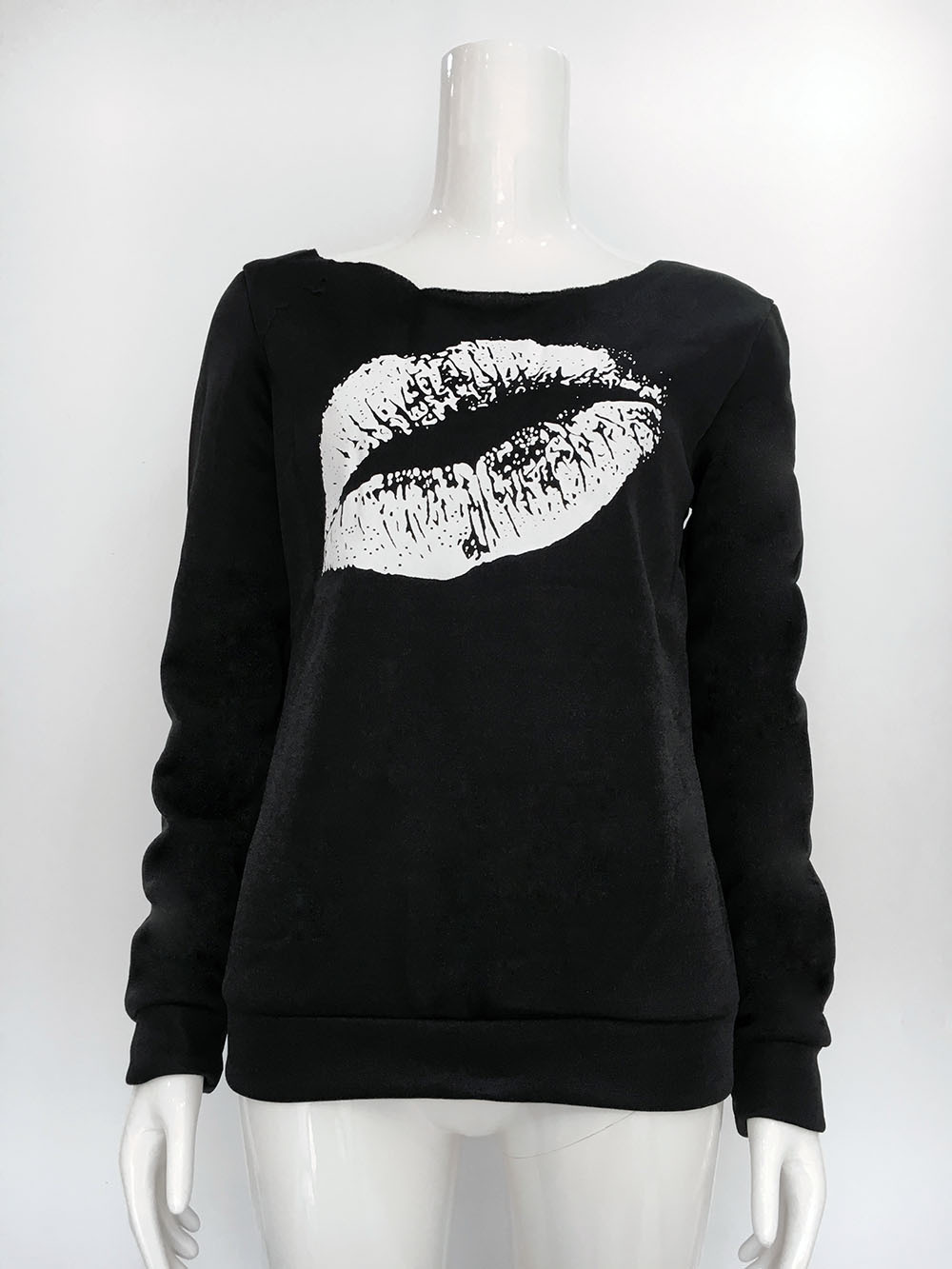 Sexy women with red lips and big lips pattern oblique shoulder