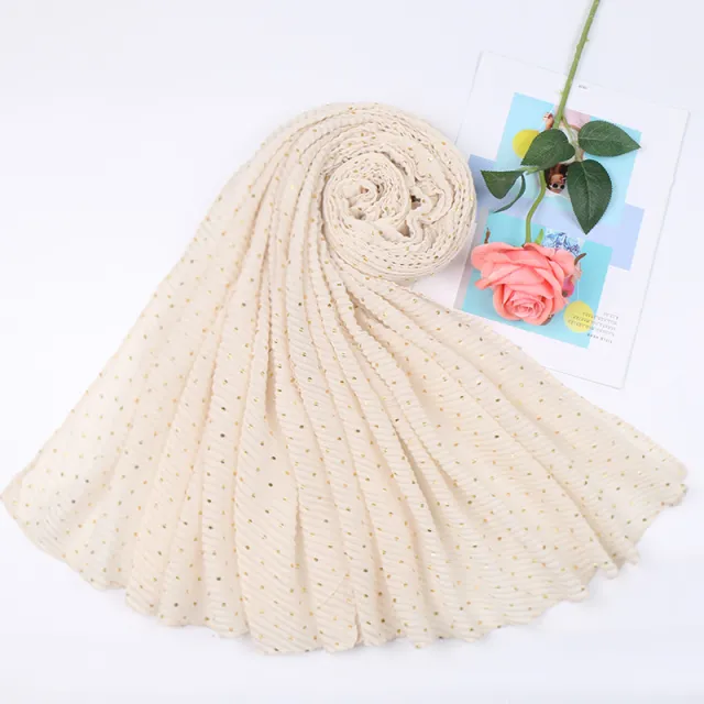Bronzing cotton and linen scarf Beige - Shop at LoveMi
