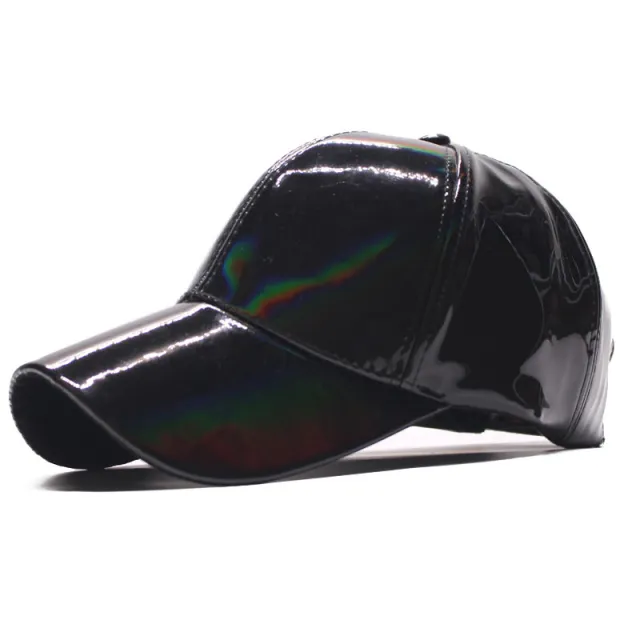 Colorful patent leather baseball cap Black - Shop at LoveMi