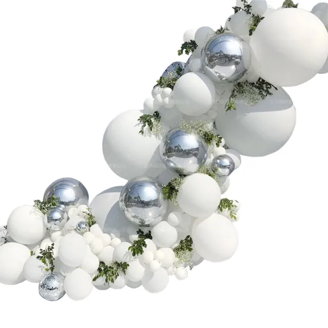 White balloon chain theme set macaron white latex balloon White - Shop at LoveMi