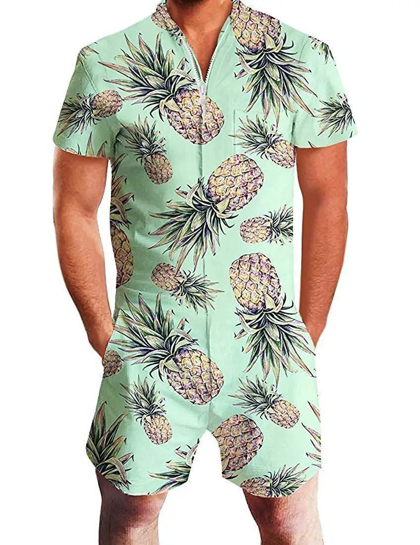 Summer Short-sleeve Jumpsuit Hawaiian Pineapple