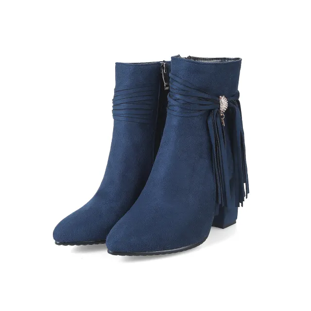 Low heel suede ankle boots women England Blue - Shop at LoveMi