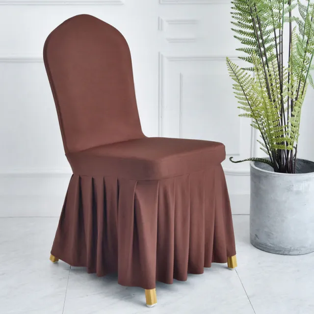 Pleated skirt side dining chair Coffee - Shop at LoveMi