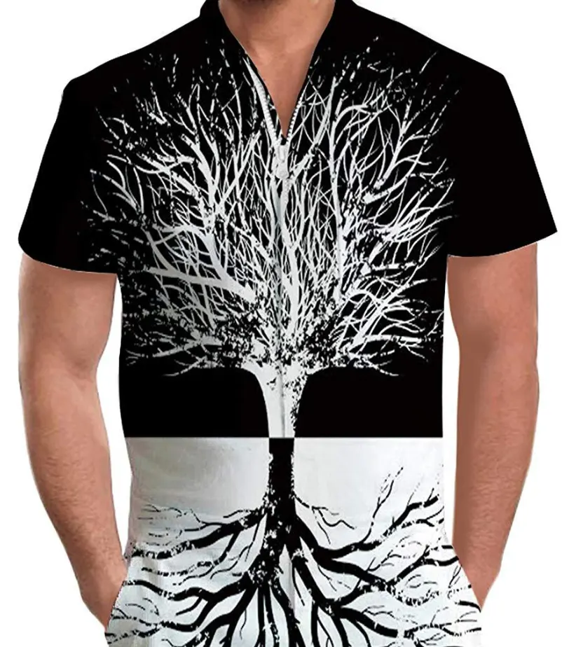 Summer Short-sleeve Jumpsuit Hawaiian Tree