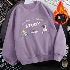 Plus velvet padded sweater women ins round neck sweater - 1Purple - View 1