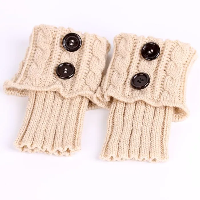Button twist knit socks - Beige