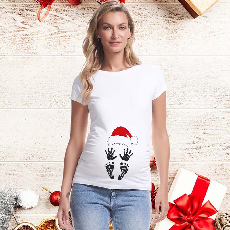 Christmas short sleeve maternity dress