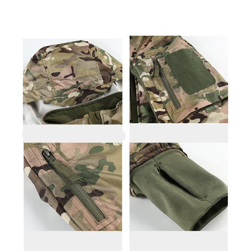 Outdoor waterproof camouflage stormsuit Plush super light warm clothing